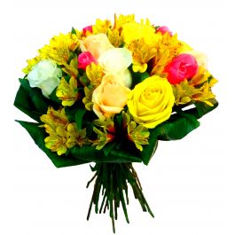 Bouquet com 15 Rosas Colombianas com astromelia
