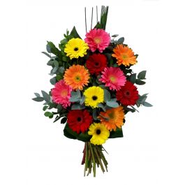 Bouquet De Flores Espalmado 12 Gérberas Coloridas